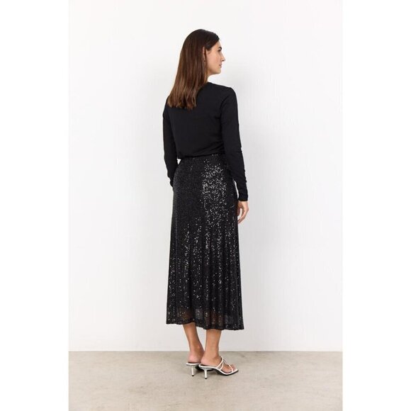 NWT SOYA CONCEPT Nanette 3 Chic Black Glam Sequin Skirt - Picture 3 of 5